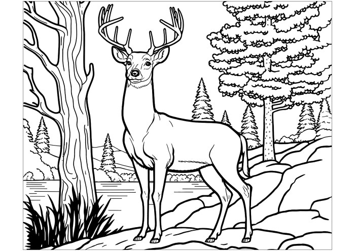 Deer coloring book pages